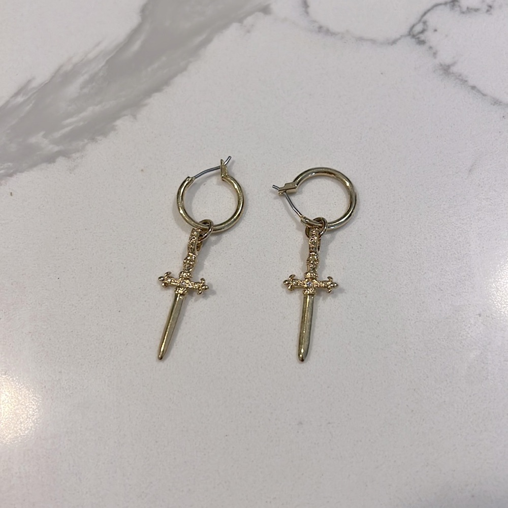 Luv Aj pavé mini cross hoops - gold